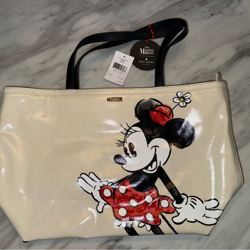 Kate Spade Cream and Black Minnie Mouse Tote NWT